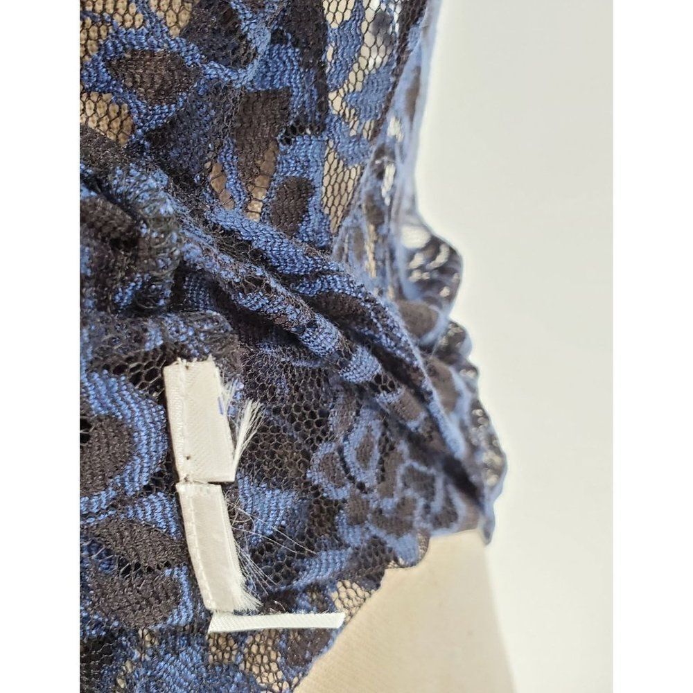 Ann Taylor Loft Lace Top Womens 3/4 Sleeve Floral Blue Size Medium - Picture 7 of 8